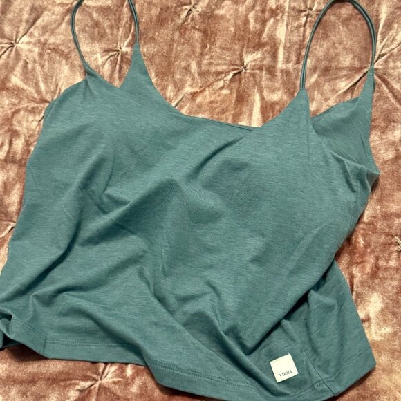 Vuori Lux Cami Cropped Tank in Cape Heather Blue Green, Size XL - Picture 8 of 11